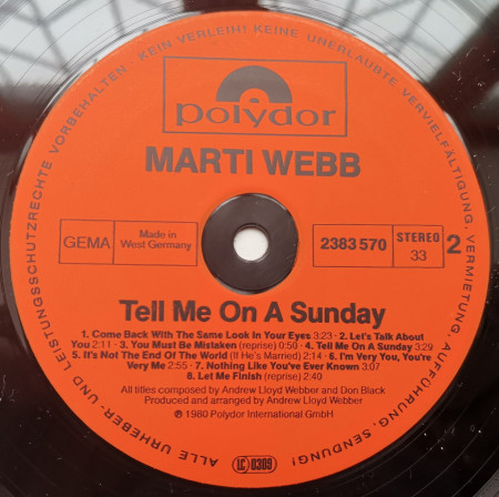 Marti Webb – албум Tell Me On A Sunday - Img 3