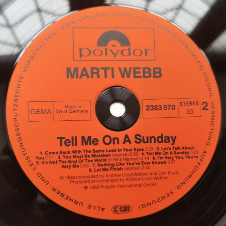 Marti Webb – албум Tell Me On A Sunday - Img 3