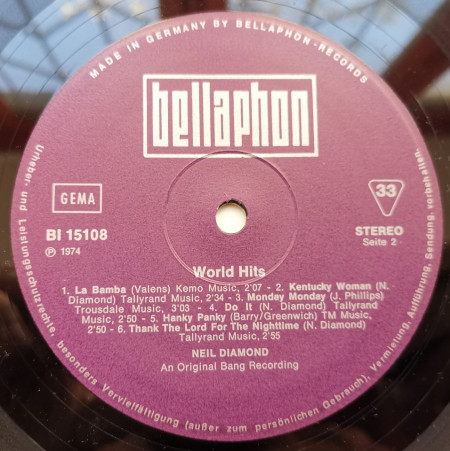 Neil Diamond – албум World Hits - Img 3