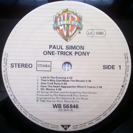 Paul Simon ‎– албум One-Trick Pony - Img 3