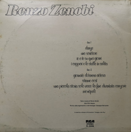 Renzo Zenobi – албум Danze / Io E Te Su Quei Giorni - Img 2