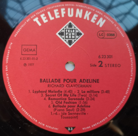 Richard Clayderman – албум Ballade Pour Adeline - Img 2