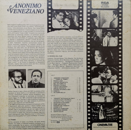 Stelvio Cipriani – албум Anonimo Veneziano (Colonna Sonora Originale Del Film) - Img 2
