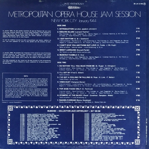 Various – албум Metropolitan Opera House Jam Session, New York City January 1944 - Img 2