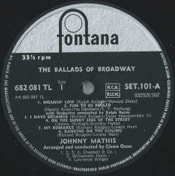 Johnny Mathis With Glenn Osser And His Orchestra And Ralph Burns And His Orchestra – албум The Rhythms And Ballads Of Broadway - Img 3