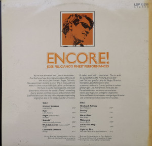 José Feliciano – албум Encore! José Feliciano's Finest Performances - Img 2