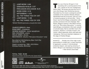 Charles Mingus – албум Mingus At The Bohemia (CD) - Img 2