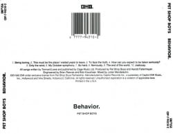 Pet Shop Boys – албум Behavior (CD) - Img 2