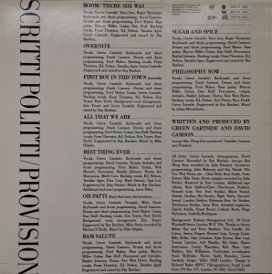 Scritti Politti – албум Provision - Img 2