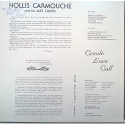Hollis Carmouche And His Jazz Cajuns – албум Creole Love Call - Img 2