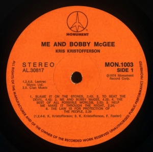 Kris Kristofferson – албум Me And Bobby McGee - Img 2