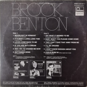 Brook Benton – албум Songs I Love To Sing - Img 3