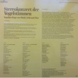 No Artist ‎– албум Stereokonzert Der Vogelstimmen - Vogelgesänge Aus Wald, Feld Und Flur - Img 2