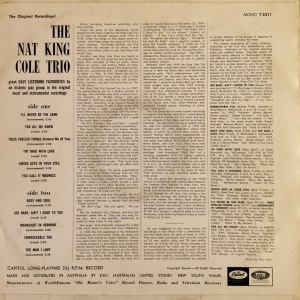 The Nat King Cole Trio – албум Original Vocal And Instrumental Recordings Of The Easy Listenin' Favorites - Img 2