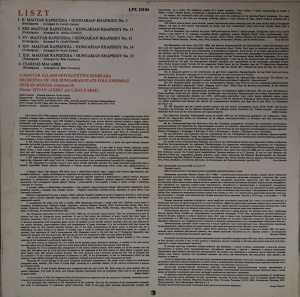 Liszt, László Berki, Istvan Albert, Orchestra Of The Hungarian State Folk Ensemble – албум Hungarian Rhapsodies Nos. 2, 13, 14, 15, 19 / Csárdás Macabre - Img 2