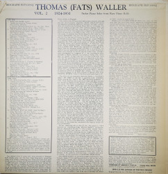 Thomas "Fats Waller – албум 1924-1931 Parlor Piano Solos From Rare Piano Rolls Vol. 2 - Img 2