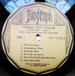 Thomas "Fats Waller – албум 1924-1931 Parlor Piano Solos From Rare Piano Rolls Vol. 2 - Img 3