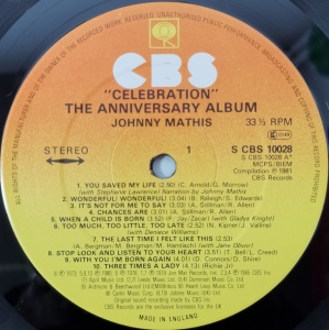 Johnny Mathis – албум Celebration (The Anniversary Album) - Img 2