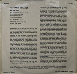 Richard Strauss – Lisa Della Casa, Wiener Philharmoniker, Karl Böhm ‎– албум Vier Letzte Lieder - Img 2