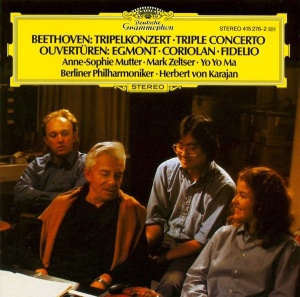 Beethoven - Anne-Sophie Mutter, Mark Zeltser, Yo Yo Ma, Berliner Philharmoniker, Herbert von Karajan – Tripelkonzert = Triple Concerto / Ouvertüren: Egmont • Coriolan • Fidelio (CD)