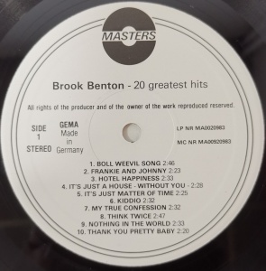 Brook Benton – албум 20 Greatest Hits - Img 3