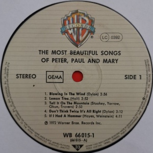 Peter, Paul and Mary – албум The Most Beautiful Songs Of Peter, Paul and Mary - Img 3