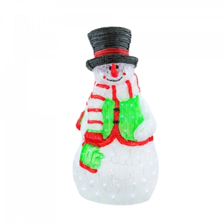 Decoratiune de exterior cu lumini, din acril, Om de Zapada,150 led-uri lumina rece, 8 jocuri de lumini, dimensiune 36X33X74cm, AMl-1052 - Img 2