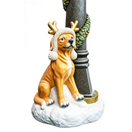Felinar înalt decorativ cu catel și detalii aurii, din ceramica, Dimensiuni: 35*29.5*101 cm, Cod: OLD-426 - Img 2