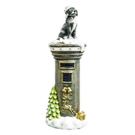 Cutie poștală decorativă de Crăciun cu catel, din ceramica, Dimensiuni: 30*30*88 cm, Cod: OLD-428 - Img 3