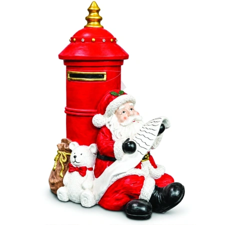 Cutie poștală decorativă de Crăciun cu Moș Crăciun, din ceramica, Dimensiuni: 50.5*32*70 cm , Cod: OLD-431 - Img 2
