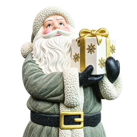 Moș Crăciun decorativ în ținută alb-negru, din ceramica, Dimensiuni: 52*45*121 cm, Cod: OLD-425 - Img 3