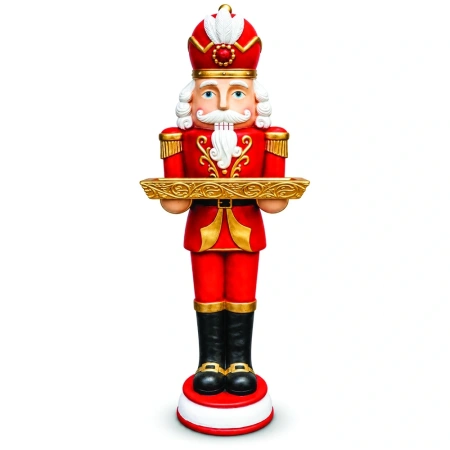 Soldățel nutcracker decorativ de Crăciun cu tavă, din ceramica, Dimensiuni: 48 × 47 × 157 cm, Cod: OLD-437 - Img 2