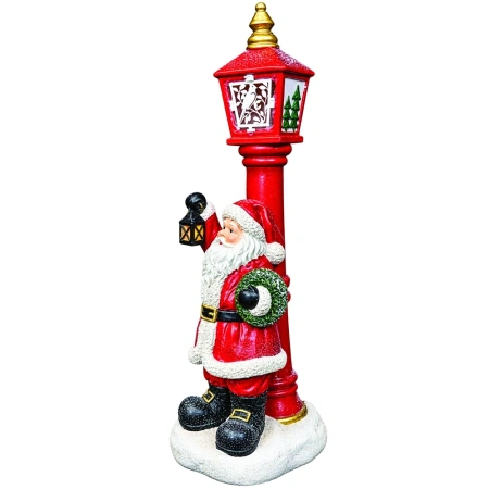 Felinar decorativ de Crăciun cu Moș Crăciun, din ceramica, Dimensiuni: 32*24.5*90cm, Cod: OLD-424 - Img 3