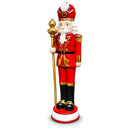 Soldățel nutcracker decorativ de Crăciun – roșu, din ceramica, Dimensiuni: 43 × 37,5 × 157 cm, Cod: OLD-436 - Img 2