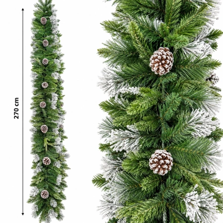 Ghirlanda decorativa din brad artificial si conuri, aspect premium, 270cm, OLD-127-270 - Img 2