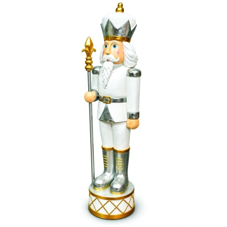 Soldățel nutcracker decorativ de Crăciun – alb-argintiu, din ceramica Dimensiuni: 48 × 41 × 168 cm, Cod: OLD-435 - Img 2