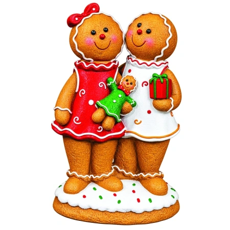 Figurină decorativă cu oameni de turtă dulce , din ceramica, Dimensiuni: 40,6 × 24 × 72 cm, Cod: OLD-410 - Img 2