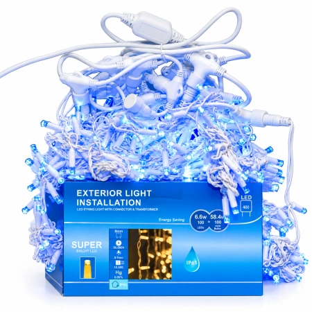 Instalație perdea LED 4 × 2 m – 400 LED – albastru/ flash, OLD-347-B - Img 3
