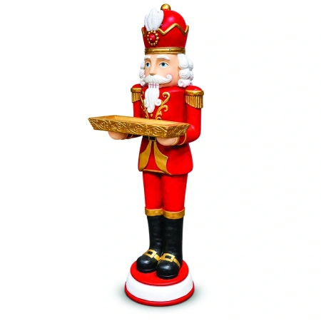Soldățel nutcracker decorativ de Crăciun cu tavă, din ceramica, Dimensiuni: 48 × 47 × 157 cm, Cod: OLD-437 - Img 3
