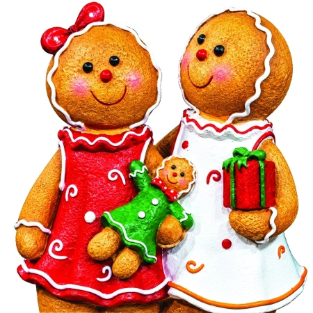 Figurină decorativă cu oameni de turtă dulce , din ceramica, Dimensiuni: 40,6 × 24 × 72 cm, Cod: OLD-410 - Img 3