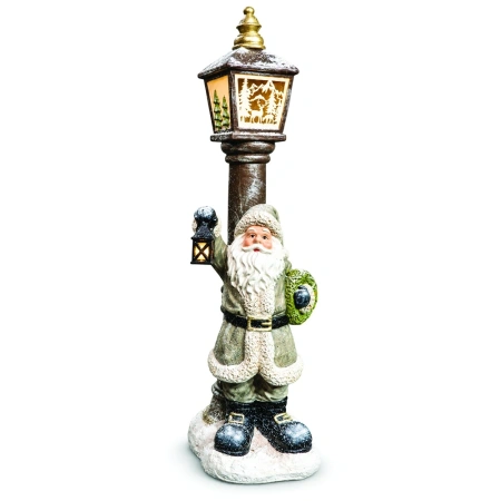 Moș Crăciun decorativ cu felinar – model alb-gri, din ceramica, Dimensiuni: 32*24.5*90 cm, Cod: OLD 429 - Img 2