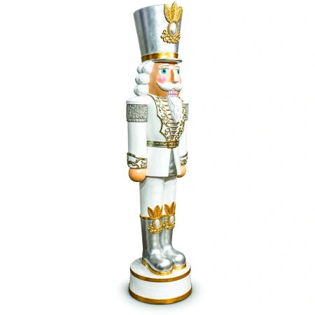 Soldățel nutcracker decorativ de Crăciun – alb, din ceramica, Dimensiuni: 51 × 48 × 183 cm, Cod: OLD-434 - Img 3