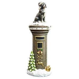 Cutie poștală decorativă de Crăciun cu catel, din ceramica, Dimensiuni: 30*30*88 cm, Cod: OLD-428 - Img 2