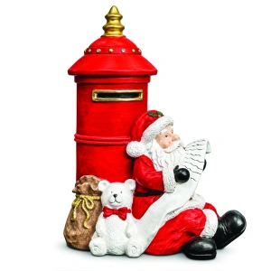 Cutie poștală decorativă de Crăciun cu Moș Crăciun, din ceramica, Dimensiuni: 50.5*32*70 cm , Cod: OLD-431