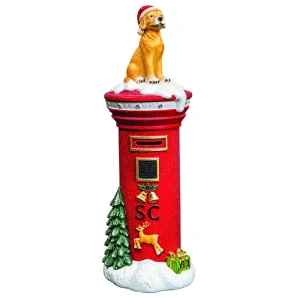 Cutie poștală decorativă de Crăciun cu ursuleț, din ceramica, Dimensiuni: 30*30*88 cm, Cod: OLD-423 - Img 3