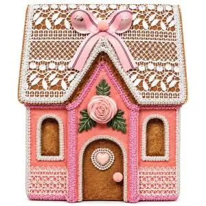Decoratiune Craciun in forma de Casuta Roz, din polistiren, dimensiune: 27*20*35CM, DE-404