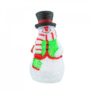 Decoratiune de exterior cu lumini, din acril, Om de Zapada,150 led-uri lumina rece, 8 jocuri de lumini, dimensiune 36X33X74cm, AMl-1052 - Img 2