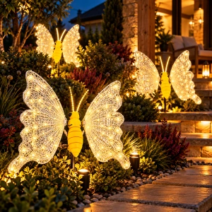 Fluture decorativ LED cu mișcare – 45 cm – alb cald, OLD 515-45-CLD - Img 2