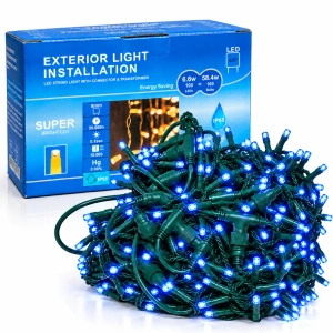 Instalație perdea LED 4 × 2 m – 400 LED – albastru/ FLASH, fir verde, OLD-349-B