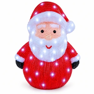 Moș Crăciun decorativ din acril cu LED-uri – 40 cm, 60 LED-uri, 8 funcții de iluminare, OLD-300